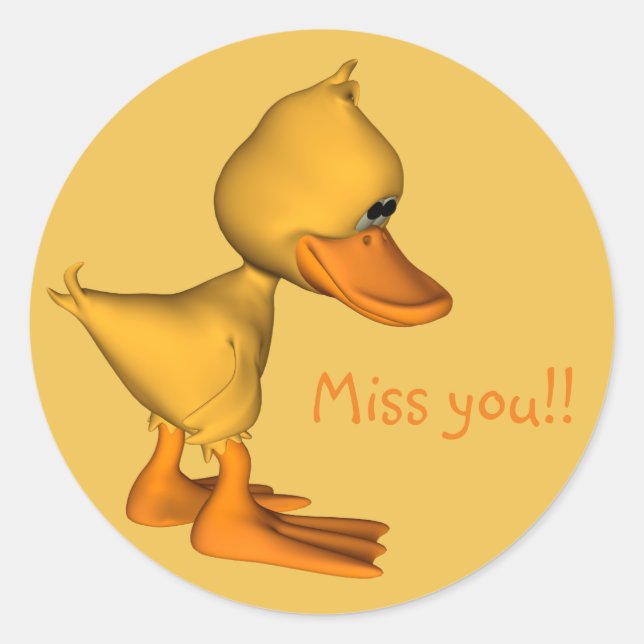 Sad Yellow Duck Classic Round Sticker (Front)