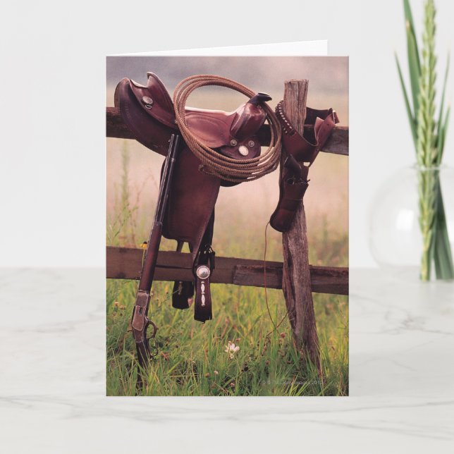 Saddle and Lasso on Fence Card (Front)