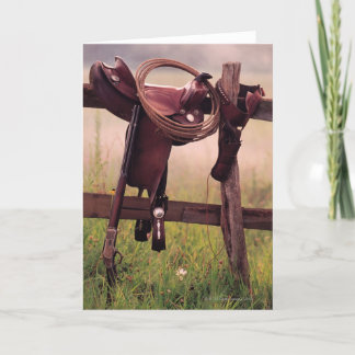 Saddle and Lasso on Fence Card