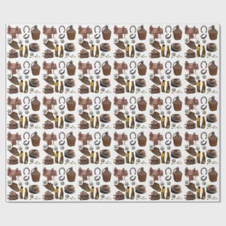 Saddle Boots HORSE SHOES cowboy clipART Wrapping Paper