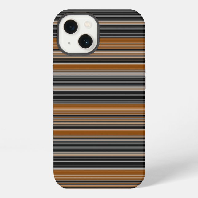 Saddle Brown and Black Striped Pattern iPhone Case (Back)