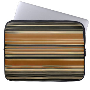 Saddle Brown and Black Striped Pattern Laptop Sleeve