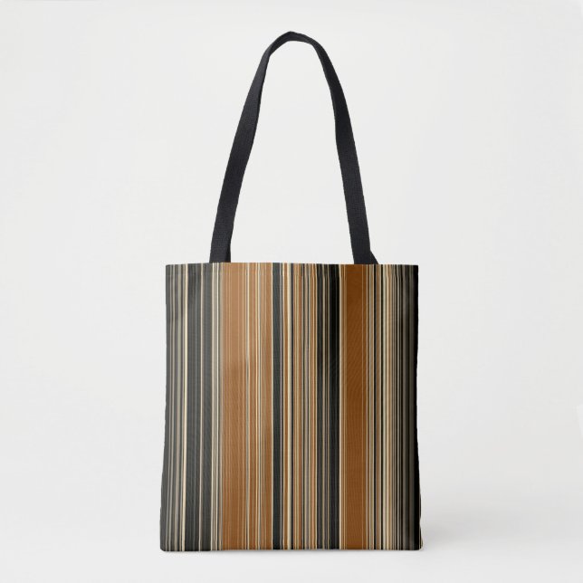 Saddle Brown and Black Striped Pattern Tote Bag (Front)