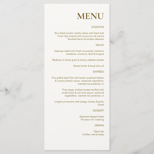 Saddle Brown Rustic Chic Wedding Menu (Front)