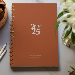 Saddle Brown Split Year Spiral Weekly Planner