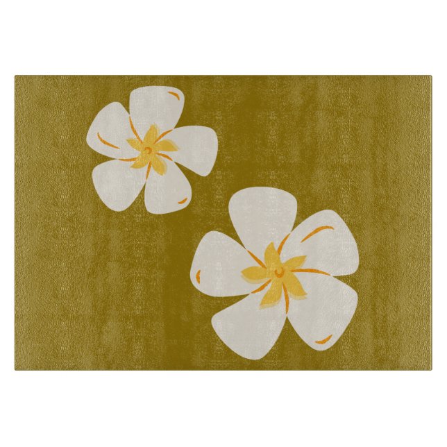 Saddle Brown, White Orchid Glass Cutting Board (Front)
