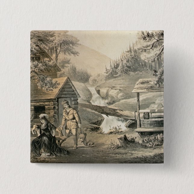 'Saddle Mending', Poster for 'Davy Crockett' starr 15 Cm Square Badge (Front)