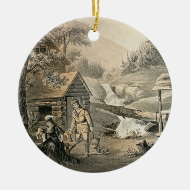 'Saddle Mending', Poster for 'Davy Crockett' starr Ceramic Tree Decoration (Front)