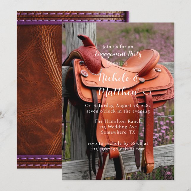 Saddle on the Fence Engagement Party Invitation (Front/Back)