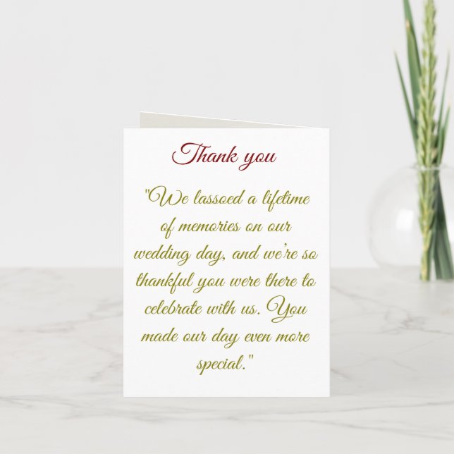 Saddle & Sparkle Western Wedding Thank You Card (Back)