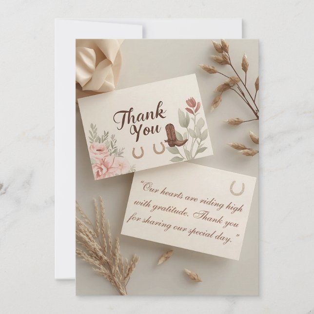 Saddle & Sparkle Western Wedding Thank You Card (Front)