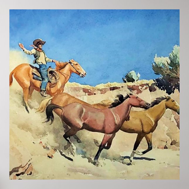 “Saddle Stock” Western Art by Maynard Dixon Poster (Front)