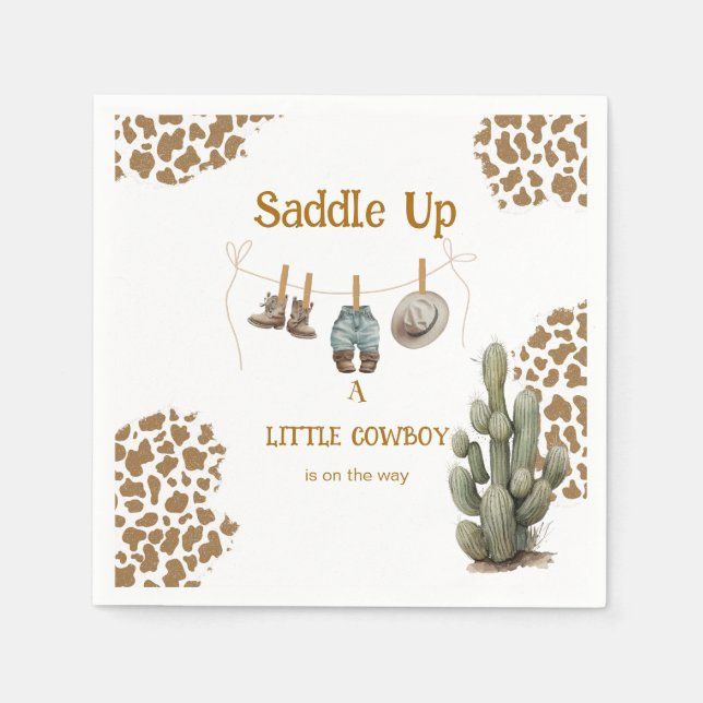 Saddle Up a Little Cowboy is on the way Baby  Napkin (Front)