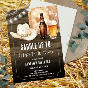Saddle Up Adult 30th Western Birthday Invitation
