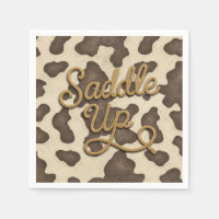 Saddle Up Brown Cow Print Country Western Rodeo