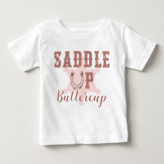 Saddle Up Buttercup Pink Western Birthday Tee (Front)
