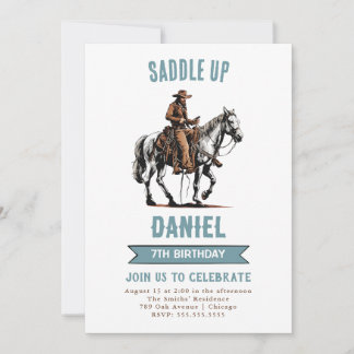 Saddle Up Cowboy Birthday Invitation