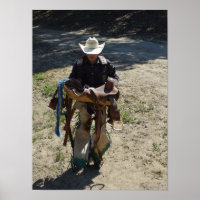 Saddle Up Cowboy in Straw Hat Poster