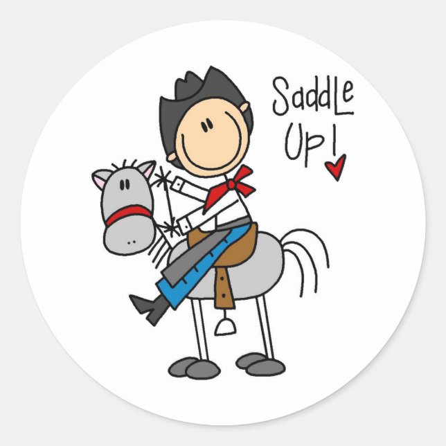 Saddle Up! Cowboy Stick Figure Sticker (Front)