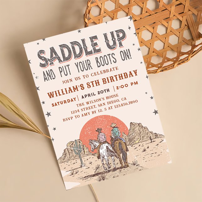 Saddle Up Cowboy Western Birthday Country Boots Invitation (Creator Uploaded)