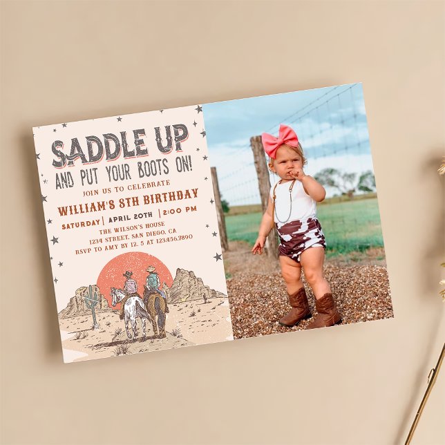 Saddle Up Cowboy Western Birthday Country Boots Invitation (Creator Uploaded)