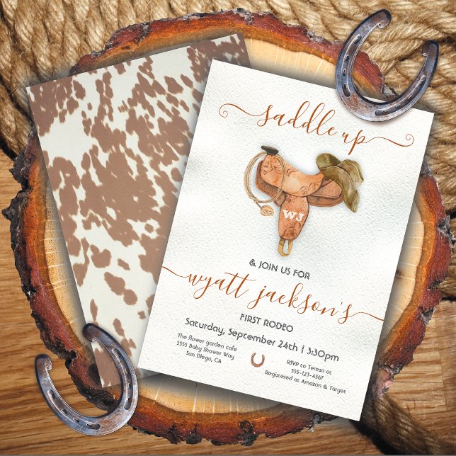 Saddle up First Rodeo Cowboy Birthday Party Invitation (Creator Uploaded)