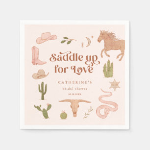 Saddle Up For Love Pink Bridal Shower Napkin
