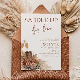 Saddle Up For Love Western Boho Bridal Shower Invitation