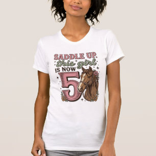 Saddle Up Girl 5th Birthday Horse Cowgirl Shirt