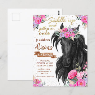 Saddle Up Horse Birthday invitation Postcard