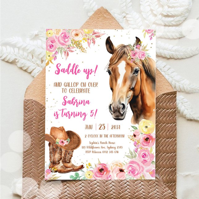 Saddle Up Horse Cowgirl Birthday Invitation (Creator Uploaded)