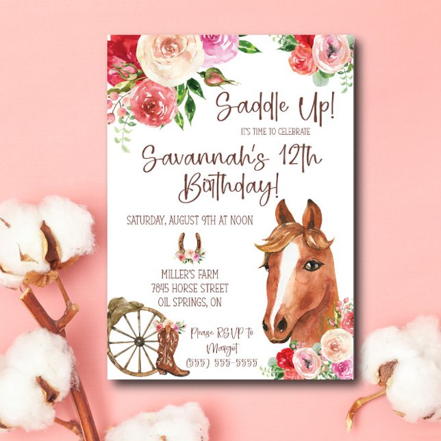 Saddle Up! It's time to celebrate!  Horse Birthday Invitation (Creator Uploaded)