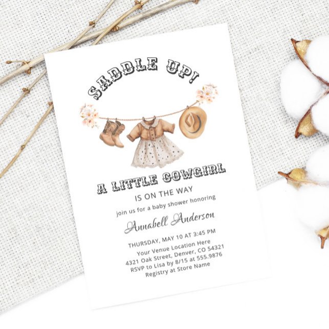 Saddle Up Little Cowgirl Girl Baby Shower Invitation (Creator Uploaded)