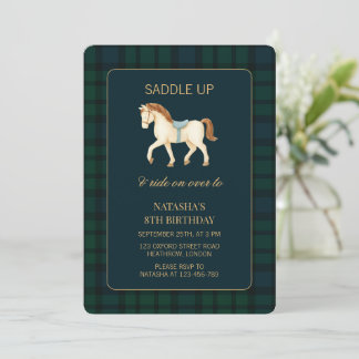 Saddle Up Preppy Horse Birthday Invitation