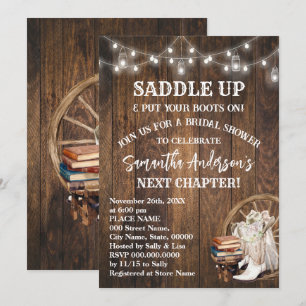 Saddle Up Put Your Boots & Books Bridal Shower Invitation