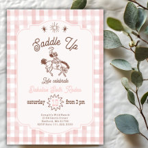 Saddle Up Rodeo Cowgirl Pink Gingham Birthday