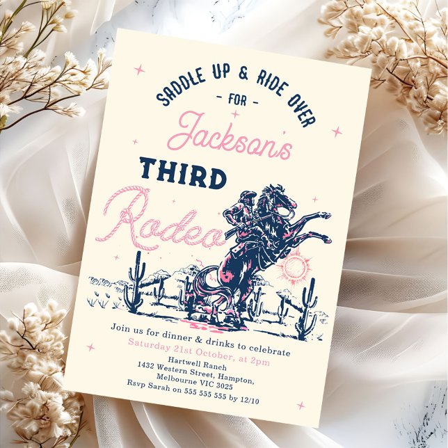 Saddle up Third Rodeo Cowboy Birthday Party Invitation (Creator Uploaded)