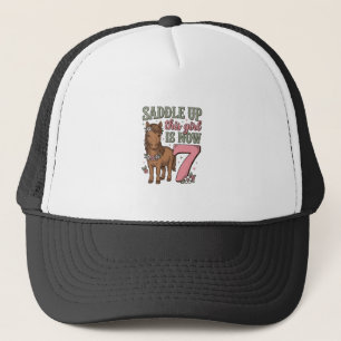 Saddle Up This Girl Is Now 7 Horse Birthday Shirt Trucker Hat