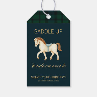 Saddle Up Vintage Preppy Horse Birthday Gift Tags