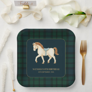 Saddle Up Vintage Preppy Horse Birthday  Paper Plate