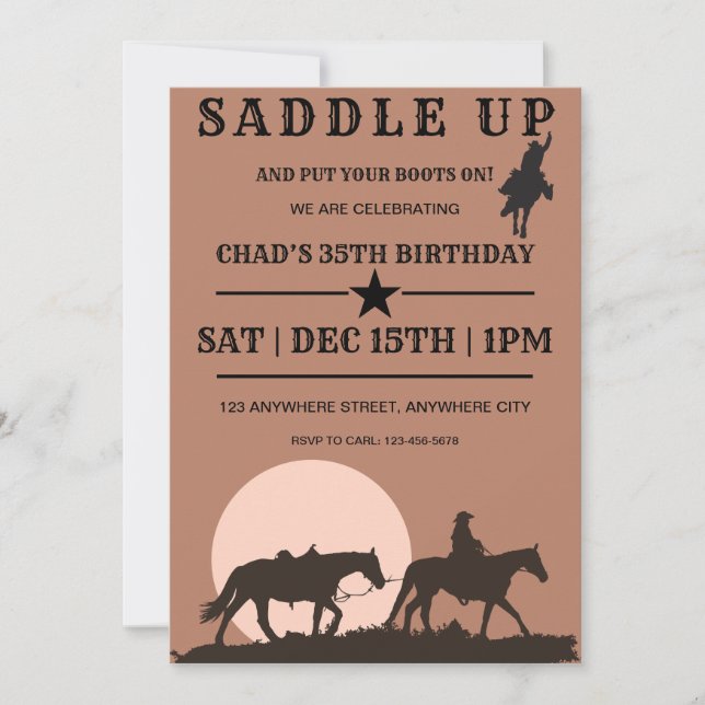 Saddle Up Western Birthday Party Invitation (Front)