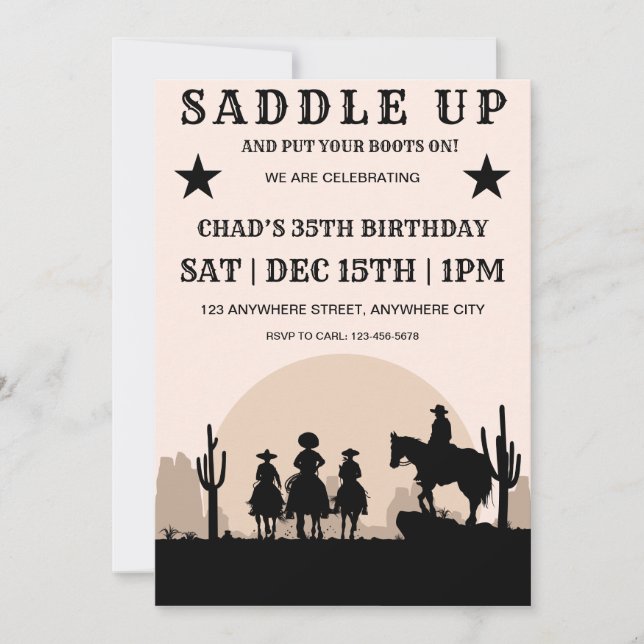 Saddle Up Western Birthday Party Invitation (Front)