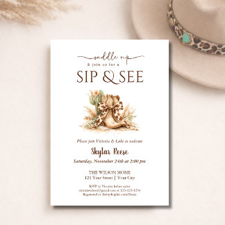 Saddle Up Western Country Chic Sip And See Invitation