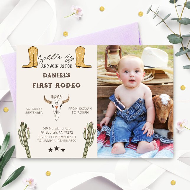 Saddle Up Western Cowboy Birthday Photo Invitation (Creator Uploaded)