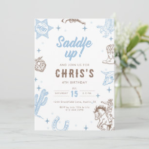 Saddle Up Western Cowboy Birthday Vintage Invitation