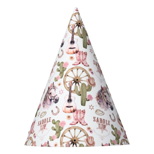 Saddle Up Western Cowgirl Party Hat (Front)
