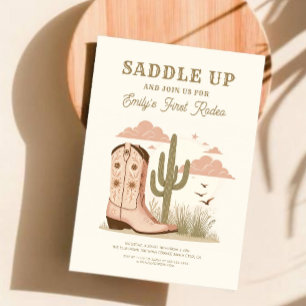 Saddle up Wild Western Cactus Girl Invitation