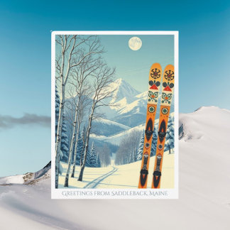Saddleback Mountain Maine ski resort Postcard