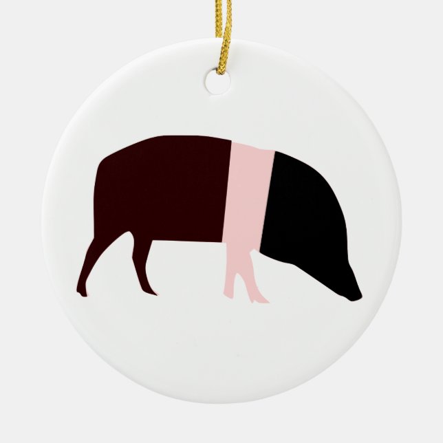 Saddleback Pig Custom Birthday Ceramic Tree Decoration (Front)