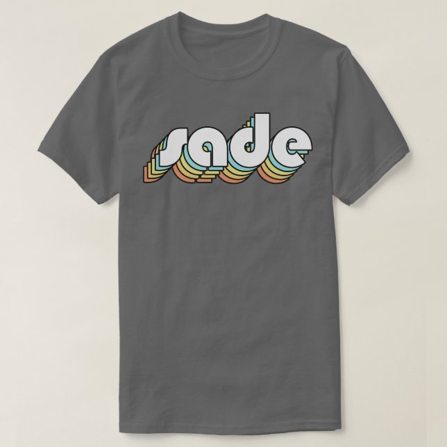 Sade Retro Rainbow Typography Faded Style T-Shirt (Design Front)